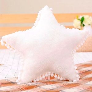 Coquette/Cottagecore White PomPom Star Decorative Pillow